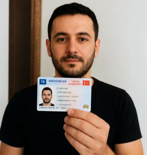 Ehliyet elde tutularak çekilmiş örnek selfie